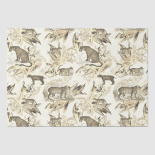 Elegant  Beige Toile Wild Cats Oerwoud Tissuepapier