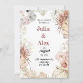 Elegant Beige Tropisch Watercolor Boho Boeket Brui Kaart (Voorkant)