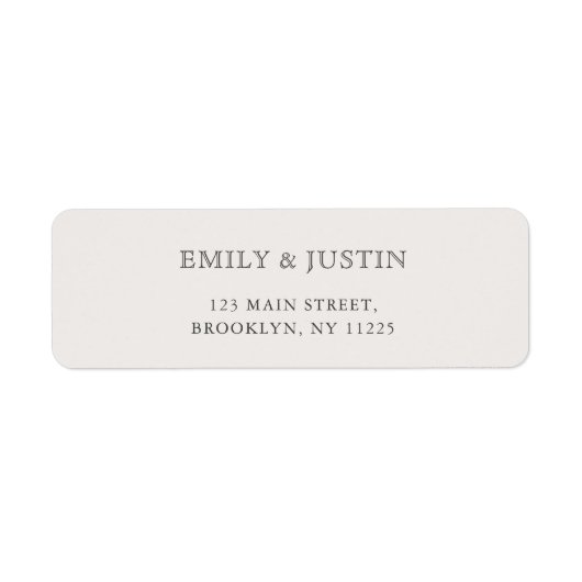Elegant Beige Trouwadres Etiket (Voorkant)