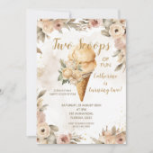 Elegant Beige Twee Scheppen Van Plezier 2e Verjaar Kaart (Voorkant)