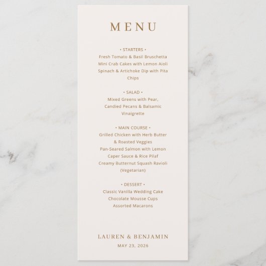 Elegant Beige Typographic Menu (Voorkant)