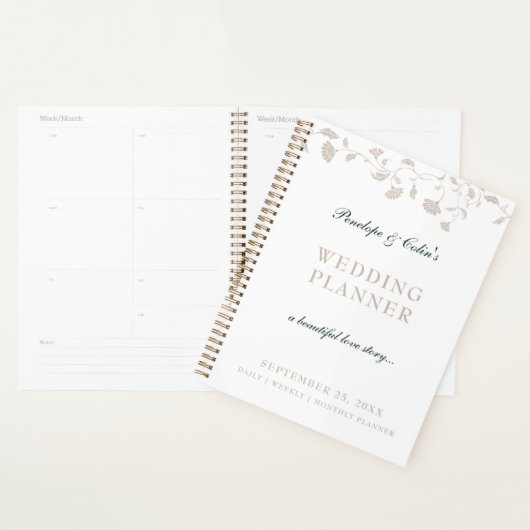 Elegant Beige Victoriaans Bibliotheek Boek Hoesje  Planner (Display)