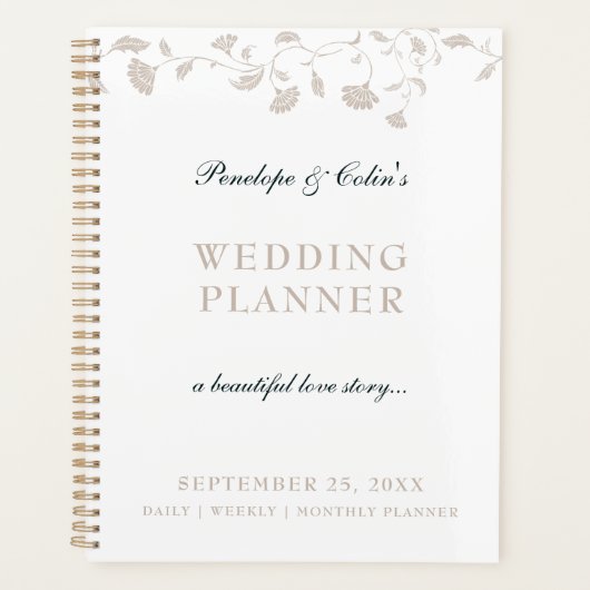 Elegant Beige Victoriaans Bibliotheek Boek Hoesje Planner (Voorkant)