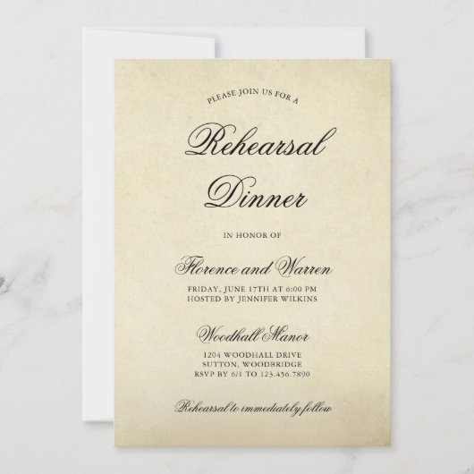 Elegant Beige Victoriaans repetitie Dinner Kaart (Voorkant)