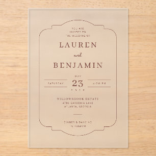Elegant Beige Vintage Label Acryl Uitnodigingen