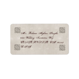 Elegant Beige Vintage Wedding Adresetiketten Etiket