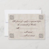 Elegant Beige Vintage Wedding RSVP (Achterkant)