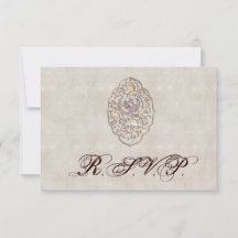 Elegant Beige Vintage Wedding RSVP