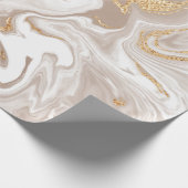Elegant beige vloeibare marmer met gouden glitter cadeaupapier (Hoek)