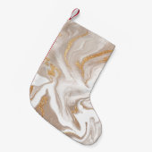 Elegant beige vloeibare marmer met gouden glitter kleine kerstsok (Voorkant (Hangend))