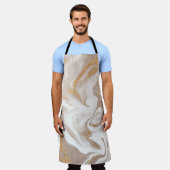 Elegant beige vloeibare marmer met gouden glitter schort (Gedragen)