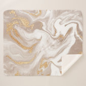 Elegant beige vloeibare marmer met gouden glitter sherpa deken (Voorkant (horizontaal))