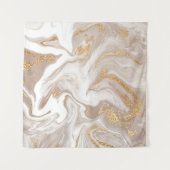 Elegant beige vloeibare marmer met gouden glitter wandkleed (Voorkant (horizontaal))