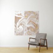 Elegant beige vloeibare marmer met gouden glitter wandkleed (In Situ (horizontaal))