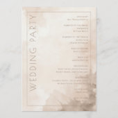 Elegant Beige Watercolor Ceremony Schedule Programmakaart (Achterkant)