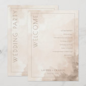 Elegant Beige Watercolor Ceremony Schedule Programmakaart (Voorkant / Achterkant)