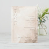 Elegant Beige Watercolor Ceremony Schedule Programmakaart (Staand voorkant)