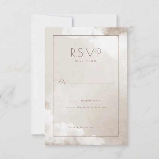 Elegant Beige Watercolor RSVP (Voorkant)