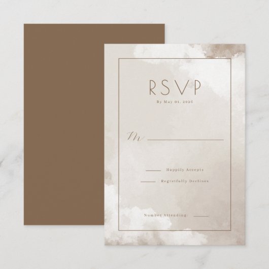 Elegant Beige Watercolor RSVP (Voorkant / Achterkant)