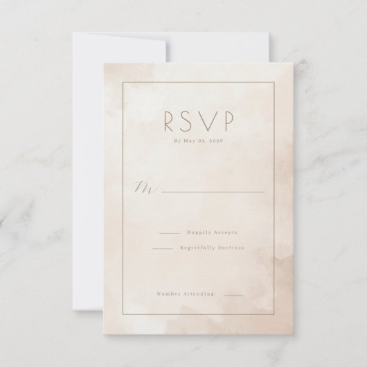 Elegant Beige Watercolor RSVP (Voorkant)