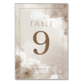 Elegant Beige Watercolor Table Number Kaart (Achterkant)