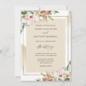 Elegant Beige Waterverf en Earthy Floral Wedding Kaart (Voorkant)
