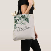Elegant Beige Waterverf Greenery Bridal Tote Bag (Dichtbij)