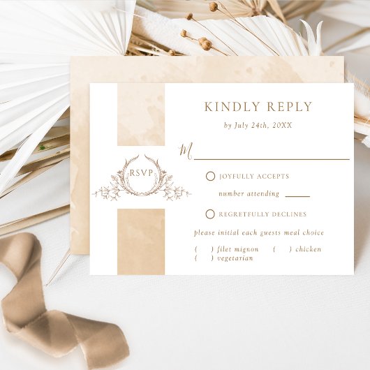 Elegant Beige Waterverf Wedding Monogram RSVP