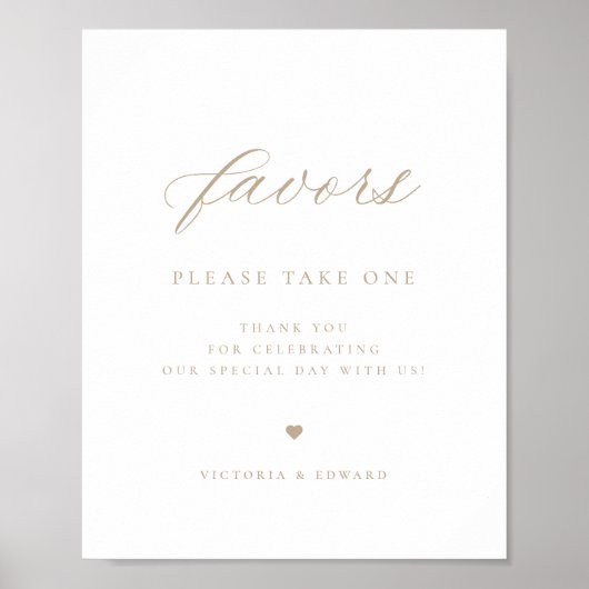 Elegant Beige Wedding Favor Poster (Voorkant)