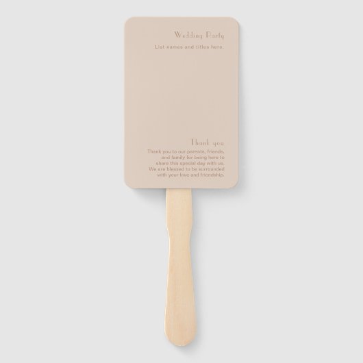 Elegant Beige Wedding Handwaaier (Achterkant)