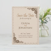 Elegant Beige Wedding Save the Date Kaart (Staand voorkant)