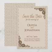Elegant Beige Wedding Save the Date Kaart (Voorkant / Achterkant)