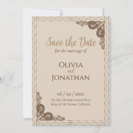 Elegant Beige Wedding Save the Date Kaart