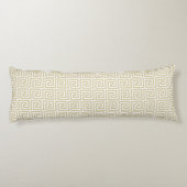 Elegant Beige & White Greek Pattern Lichaamskussen (Achterkant)