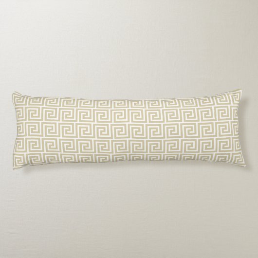 Elegant Beige & White Greek Pattern Lichaamskussen (Achterkant)