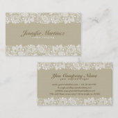 Elegant Beige & Wit  Bloemenkant Visitekaartje (Voorkant / Achterkant)