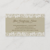 Elegant Beige & Wit  Bloemenkant Visitekaartje (Achterkant)
