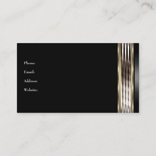 Elegant Beige Zilver Chroom Metaal Zwart Visitekaartje (Achterkant)