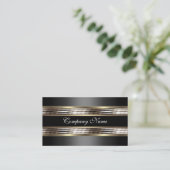 Elegant Beige Zilver Chroom Metaal Zwart Visitekaartje (Staand voorkant)