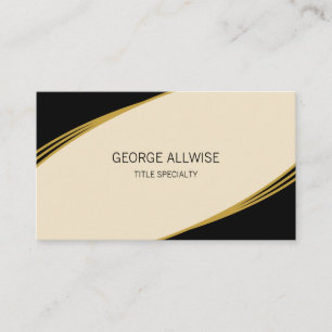 Elegant Beige, Zwart & Goud Visitekaartje