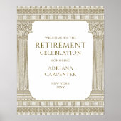Elegant bejaardenfeest welkomstbord met tempel poster (Voorkant)