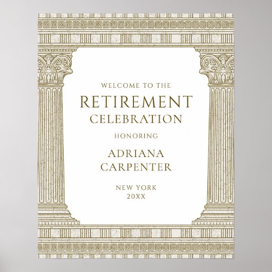 Elegant bejaardenfeest welkomstbord met tempel poster (Voorkant)