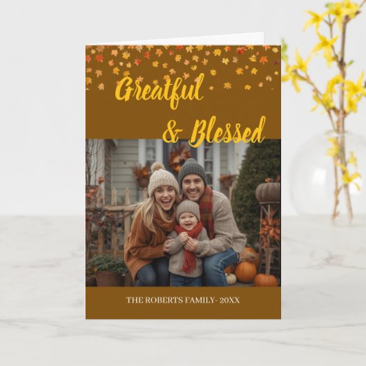 Elegant belettering Aangepaste Thanksgiving gevouw Kaart (Gele Bloem)