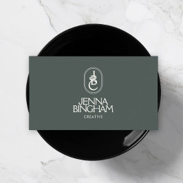 Elegant belettering monogram Logo donkergroen Visitekaartje
