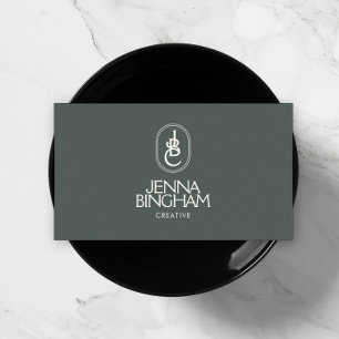 Elegant belettering monogram Logo donkergroen Visitekaartje