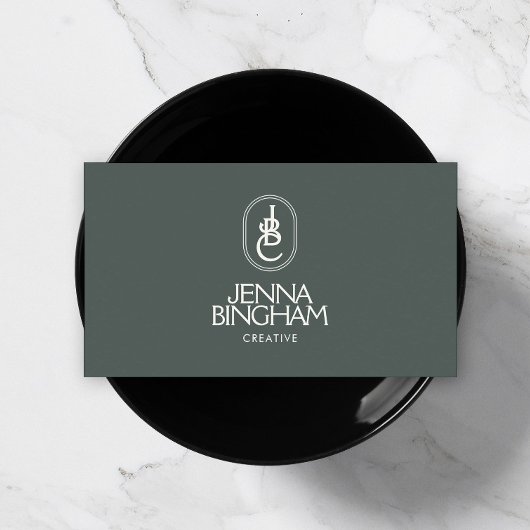 Elegant belettering monogram Logo donkergroen Visitekaartje