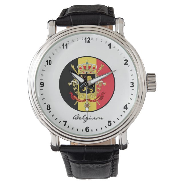 Elegant Belgium Watch & Belgische vlag / Brussel Horloge (Voorkant)