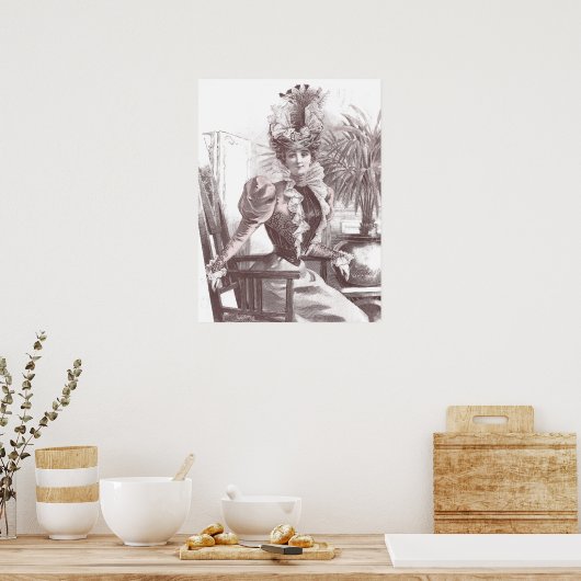 Elegant Belle Epoche  Mode Lady Poster (Keuken)