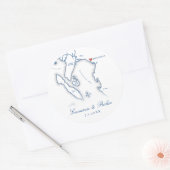 Elegant Bellingham Washington kaart bruiloft gunst Ronde Sticker (Envelop)