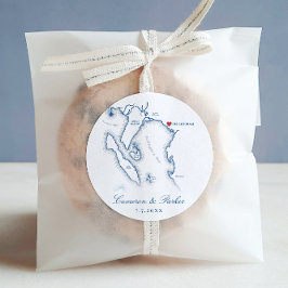 Elegant Bellingham Washington kaart bruiloft gunst Ronde Sticker